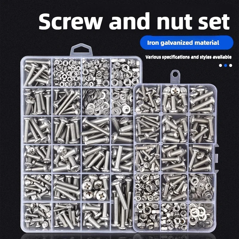 

Nuts Screw Bolt Assortment Kit M2 M3 M4 M5 Hex Head Screws Washers Ross Slotted Flat Head Hexagon Nut Set