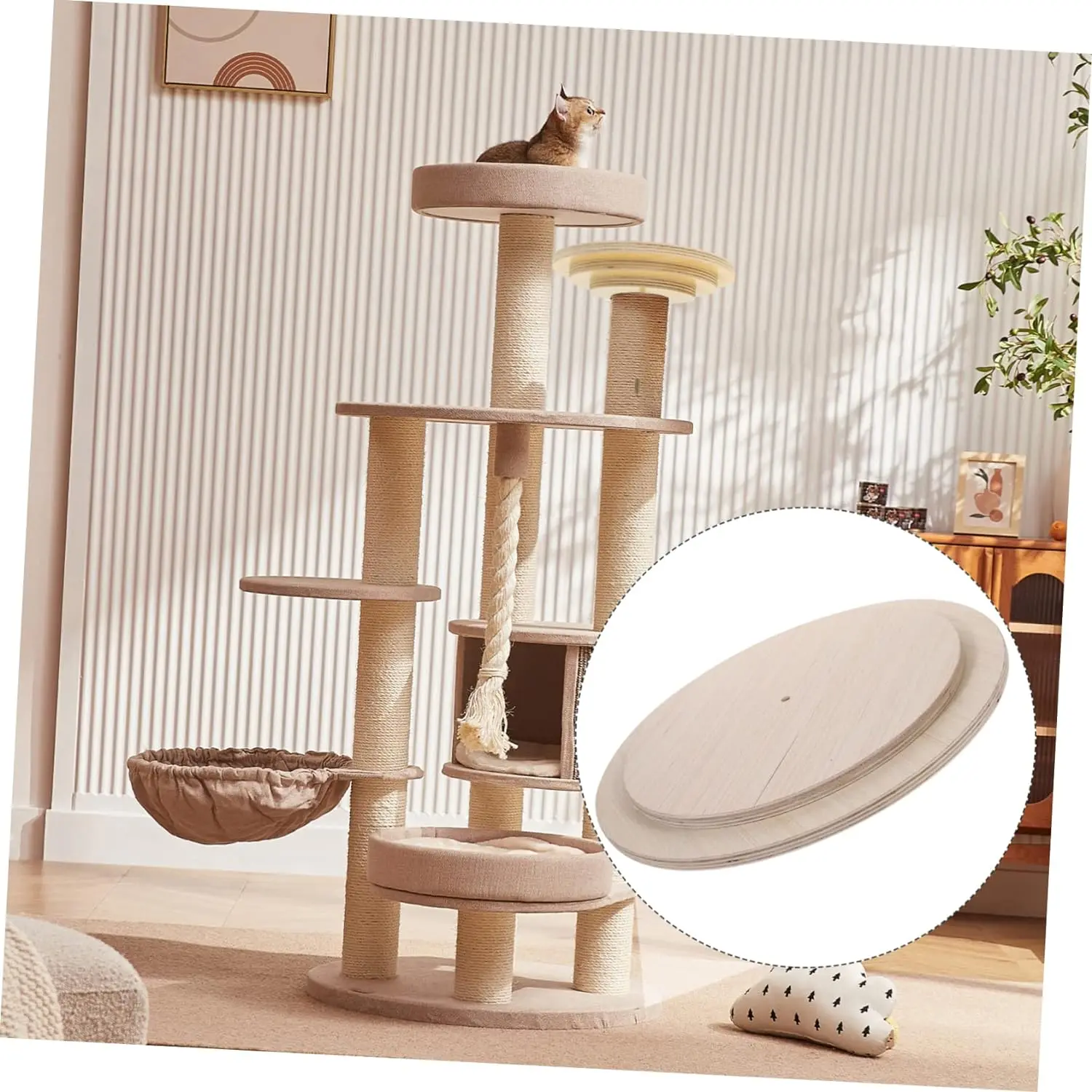 Wholesale multi-functional upgraded cat climbing frame Beige Cat Tower Scratches Post Cat Tree