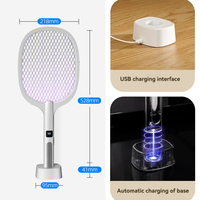 2025 New4000V Rechargeable Electric Mosquito Racket Detachable Handheld Auto Swat Mode Type-C Rechargeable Electric Fly Swatter