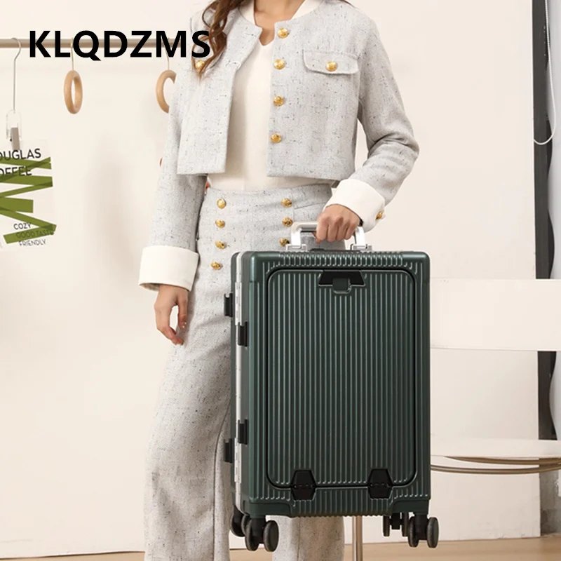 KLQDZMS Laptop-Koffer, USB-Aufladung, Boarding-Koffer, PC-Frontöffnung, Aluminiumrahmen, Trolley-Koffer, 20 Zoll, 24 Zoll, Handgepäck