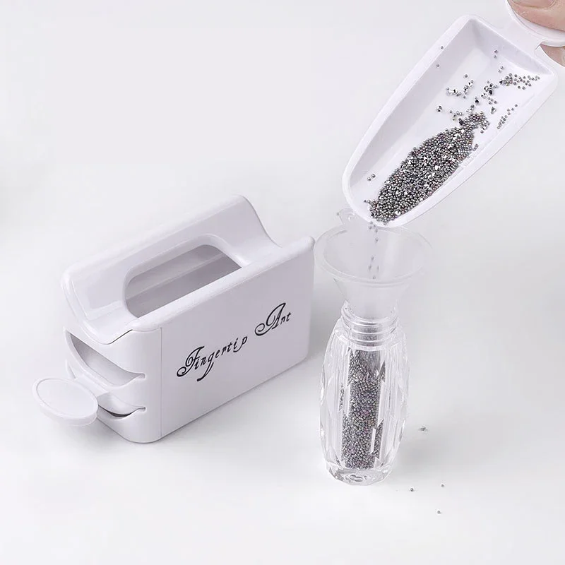French Portable Recovery Box For Nail Glitter Powder Container Recycling Dipping Powder Dust Tray Nail Art Caviar Sequin Storage