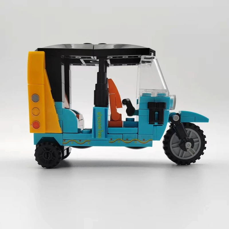 مدينة ثلاث عجلات نموذج دراجة نارية MOC اللبنات مركبة الطوب الفني هدايا عيد الميلاد لعب للأطفال الأولاد الأطفال الكبار #4