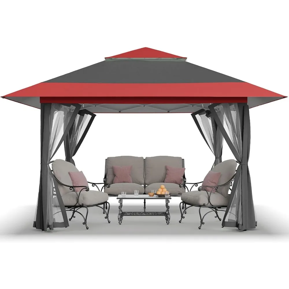 13x13 Pop Up Gazebo, Canopy Tent, Gazebos on Clearance - Outdoor Gazebo for Backyard- Pop Up Tent with Wheeled Cover Bag