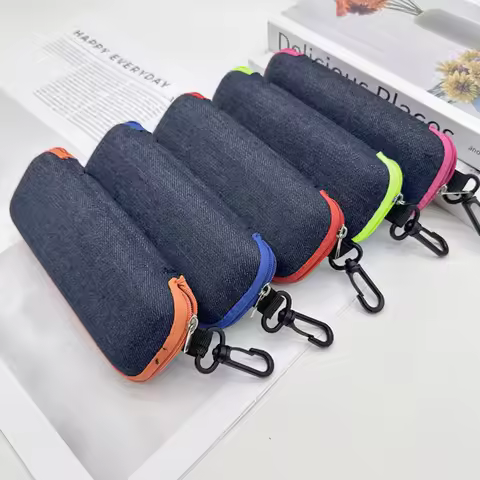 Portable Glasses Box Zipper Sunglasses Protection Container Eyeglasses Case With Hook Reading Glasses Organizer Carry Bags