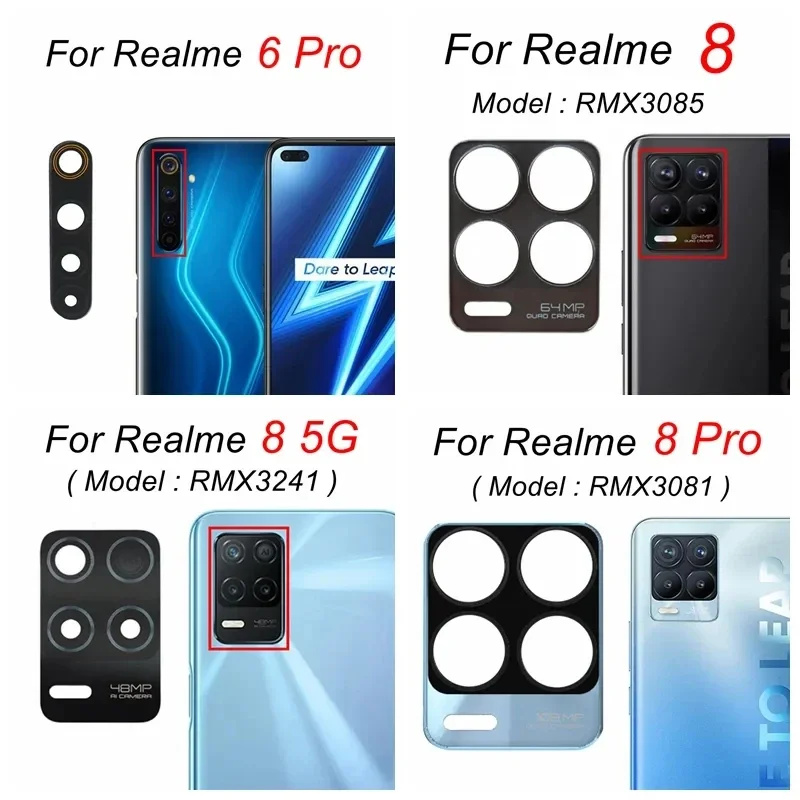 10Pcs Rear Back Camera Glass Lens Cover For OPPO Realme 8 Pro 8 4G 5G 8i Replacement With Adhesive RMX3241 RMX3085 RMX3081