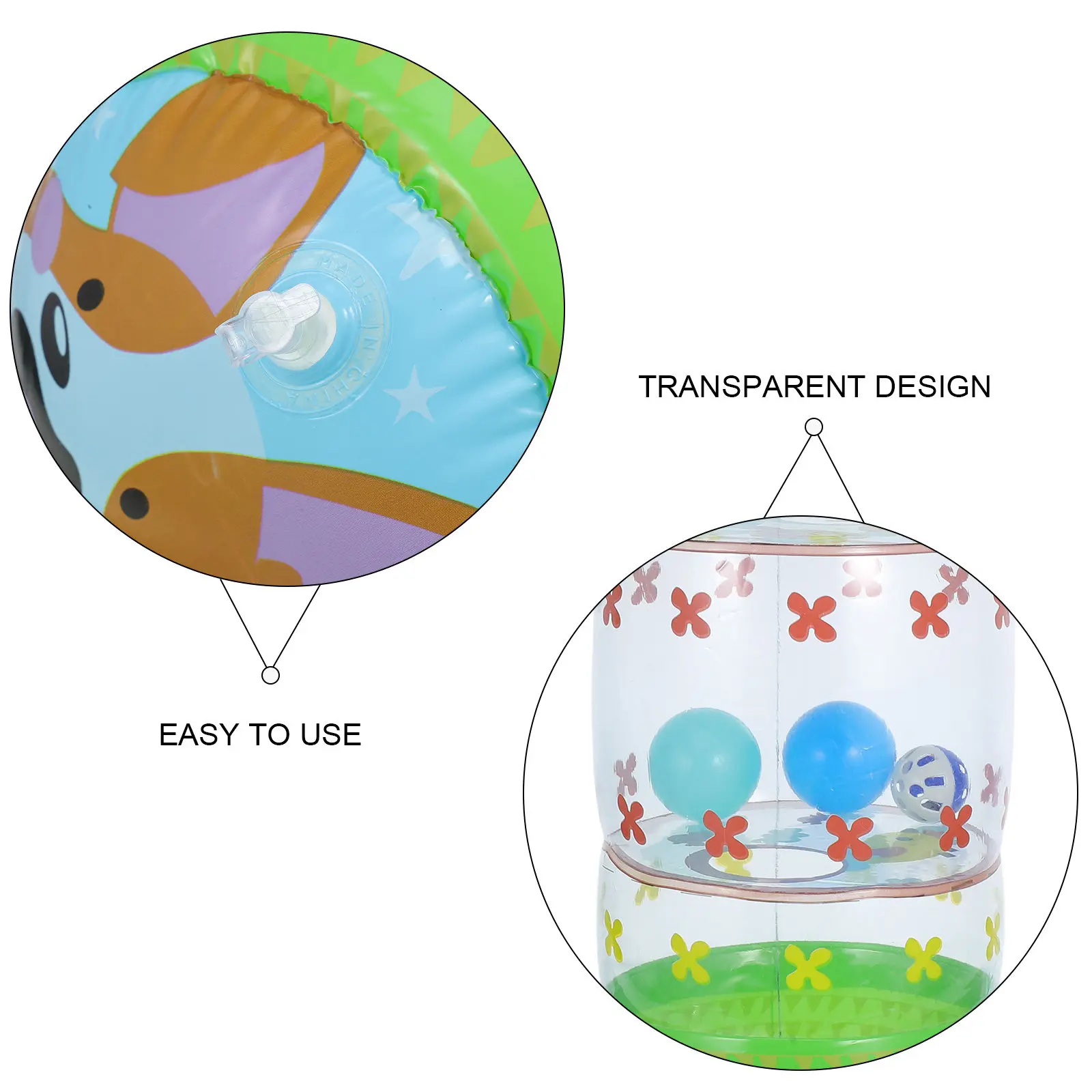 Bunter Baby-Krabbelroller mit Rasselball, aufblasbarer Rollball für die Entwicklung des Säuglings, langlebige PVC-Spielmatte für Kleinkinder im Innenbereich