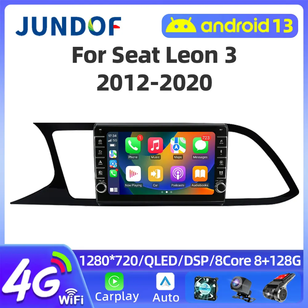 

Jundof CarPlay Android 13 радио для Seat Leon 3 MK3 2012-2020 мультимедийный плеер 2din стерео 4G GPS навигация головное устройство