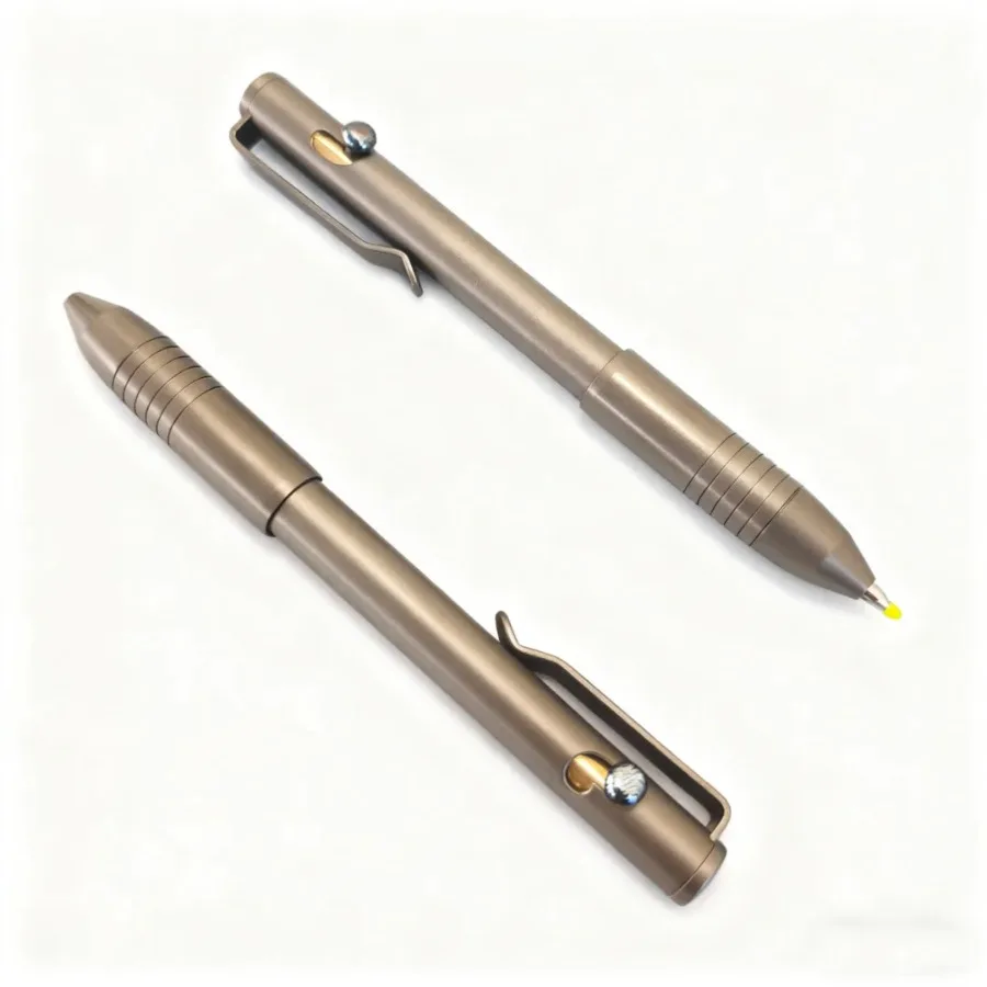 For Titanium Alloy Bolt-Action Tactical Pen, EDC Writing Tool with Self-Defense & Glass Breaker, CNC Machined TC4, DLC Coating