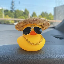 1PC Cute Sunglasses Straw Hat Little Yellow Duck Car Accessories, Car Decorations, Novice Driver Gifts, Festival Gifts