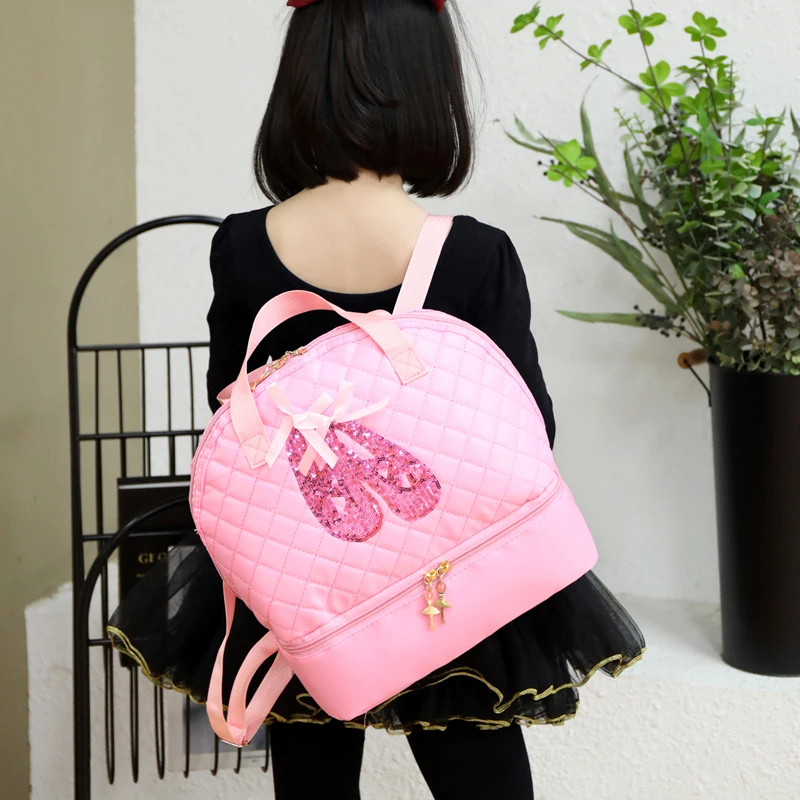 New Design Girls Ballet Dance Backpack Fashion Sequined Shoes Pupil Kids Birthday Gifts Latin Dancing Handbag