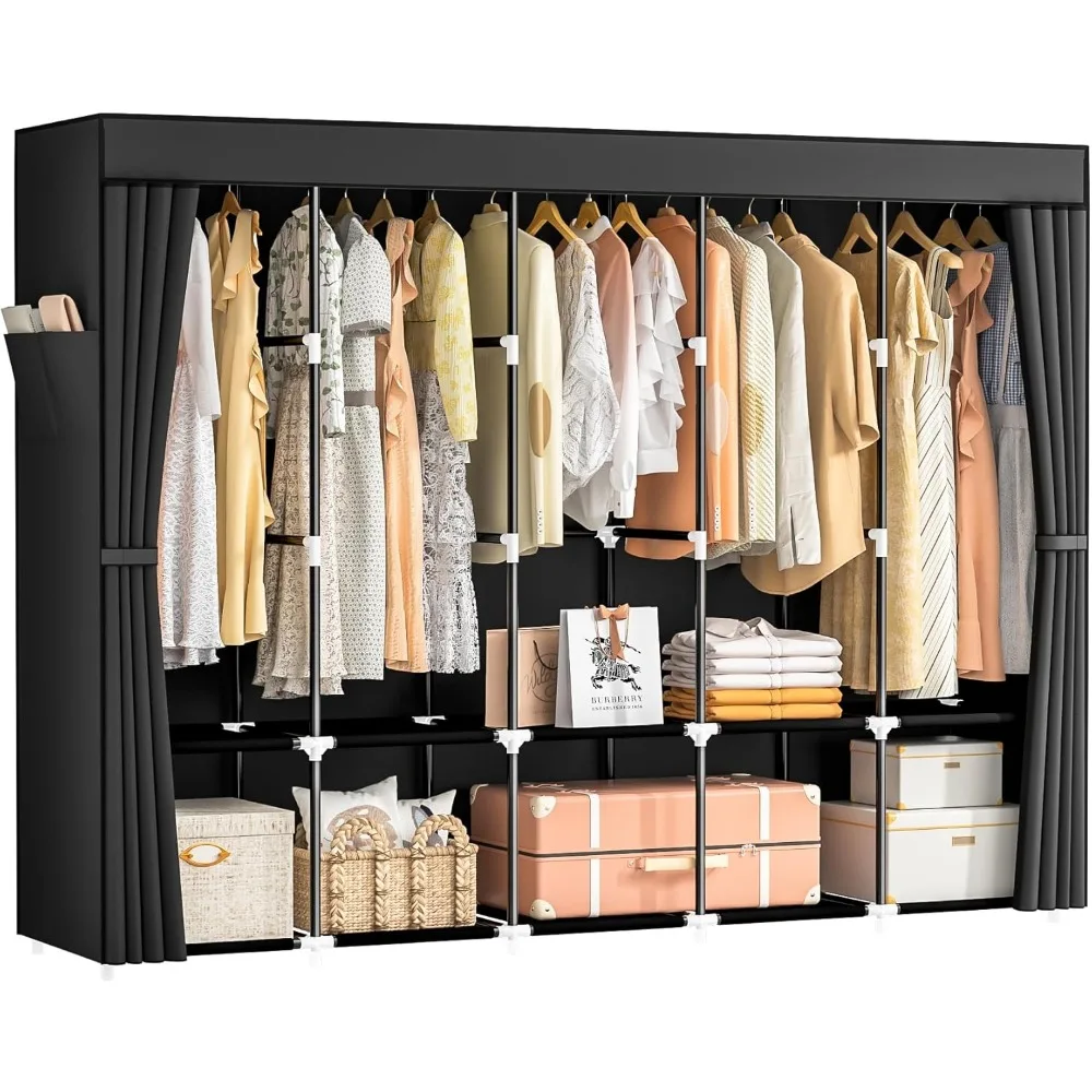 

83 Inch Large Capacity Wardrobe Closet, Portable Armoire for Hanging Clothes, Freestanding Closet Organizers and Storage with Co