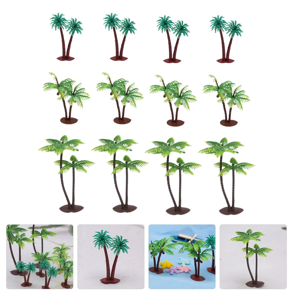 12 Pcs Dollhouse Toys Fake Trees Miniature Plants Faux Lifelike Palm Model Diorama Accessories Models