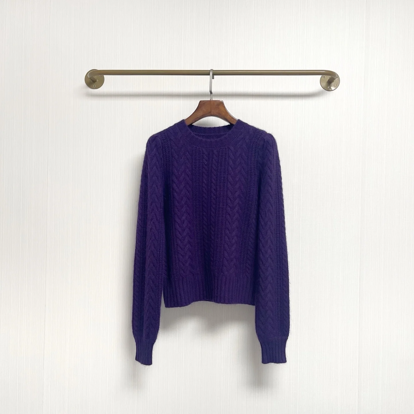 High quality new women's purple round neck sweater Fried Dough Twists sweater top