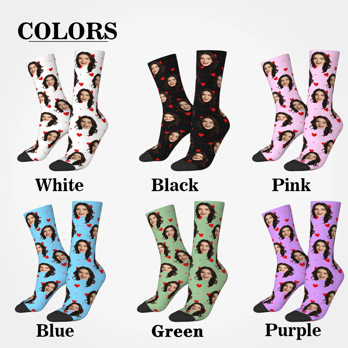 LOVE Custom face pattern socks unisex personalized fun socks with face pattern custom with  Valentine's Day gift