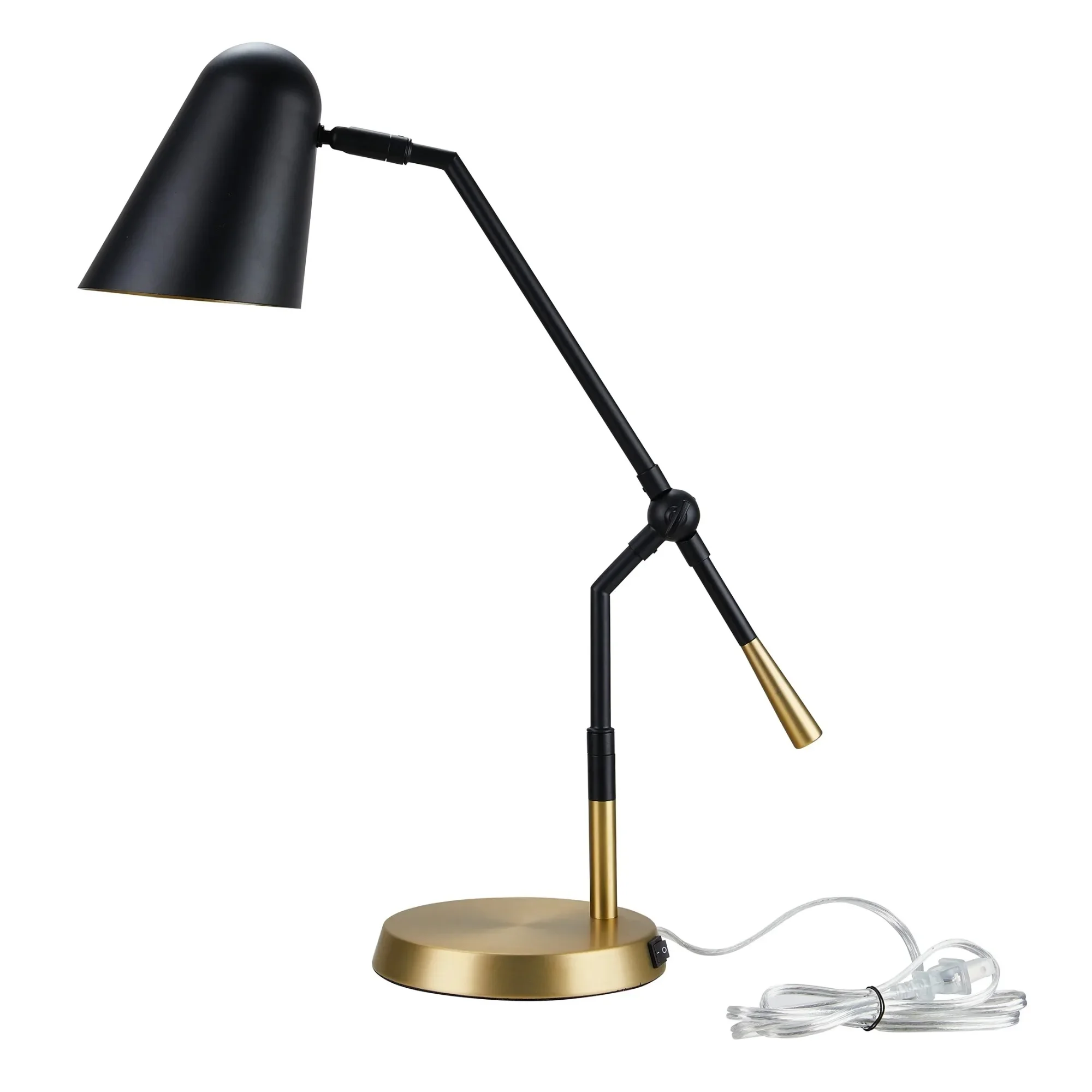 

18" Angled Shade Mixed Metal Table Lamp, Black Adds a touch of dramatic light to any room for a modern look