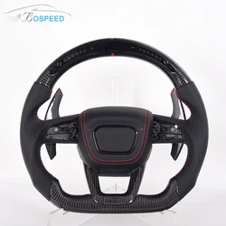 Car Steering Wheel For Audi Q5 SQ5 RSQ8 B9 B9.5 Q7 RS3 RS5 LED Gloss Carbon Fiber Black Perforated Leather