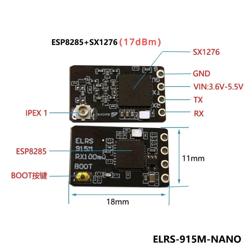 ELRS-receptor NANO ExpressLRS con antena tipo T, 915MHz/2,4 GHz, compatible con actualización de Wifi para RC FPV, piezas de Drones de desplazamiento