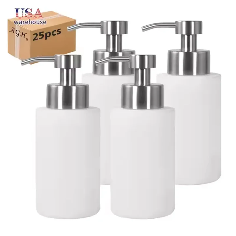 

25pcs Pack 25pcs 18oz 550ml Stainless Steel White Sublimation Soap Dispenser Hand Sanitizer Bottle With Pump Hu