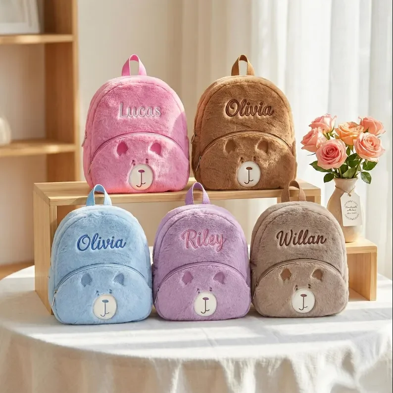 Personalized Children's Backpacks, Children's Backpacks, Back-to-School Gifts for Kids, Custom Teddy Bear Plush Backpacks