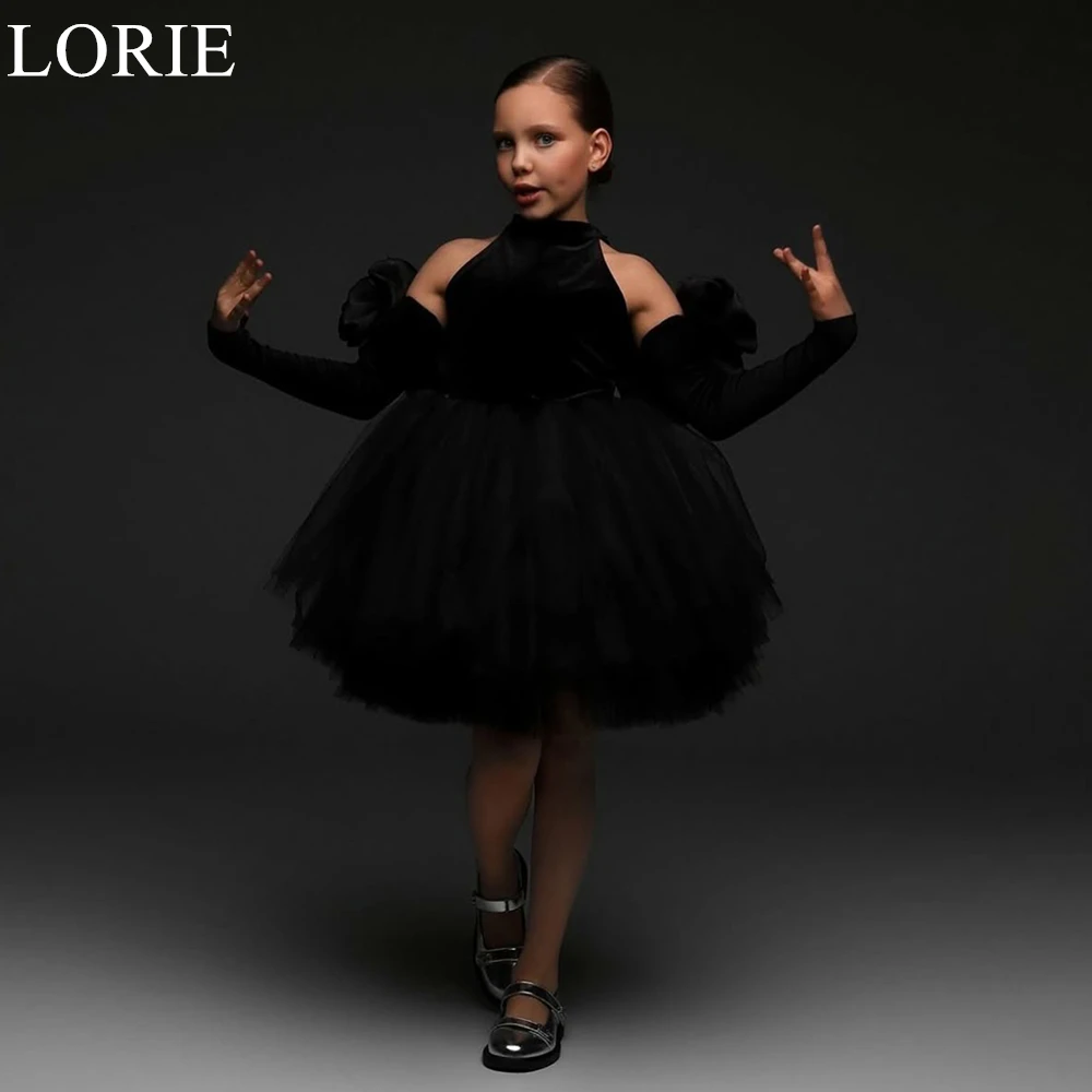 

LORIE Cute Black Flower Girl Dresses Ball Gown O-Neck Ruffles Bow Pleated Wedding Party Dress Elegant Birthday Dress Customized