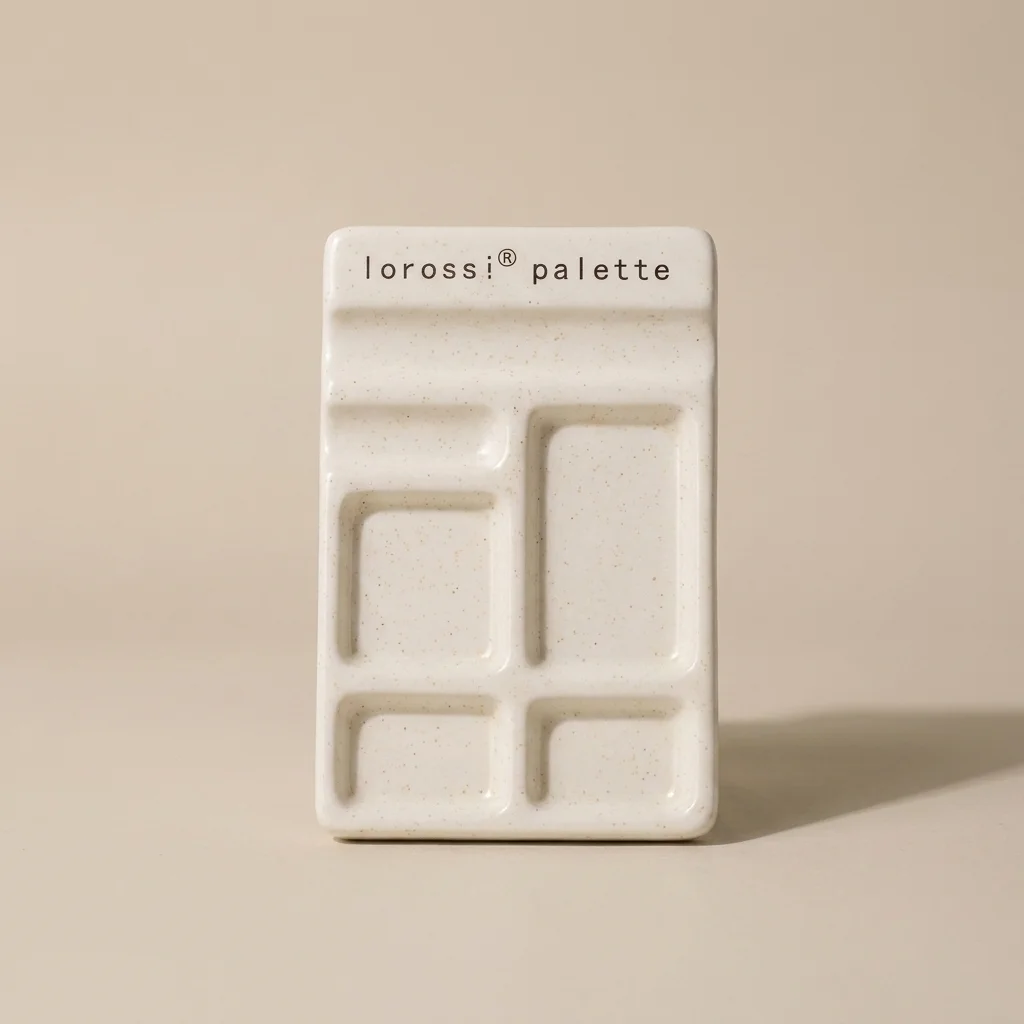 Paleta de Pigmentos Cerámicos Multifuncional, Placa Compacta para Mezclar Esmaltes de Uñas con Soporte para Pincel, para Pintar Uñas