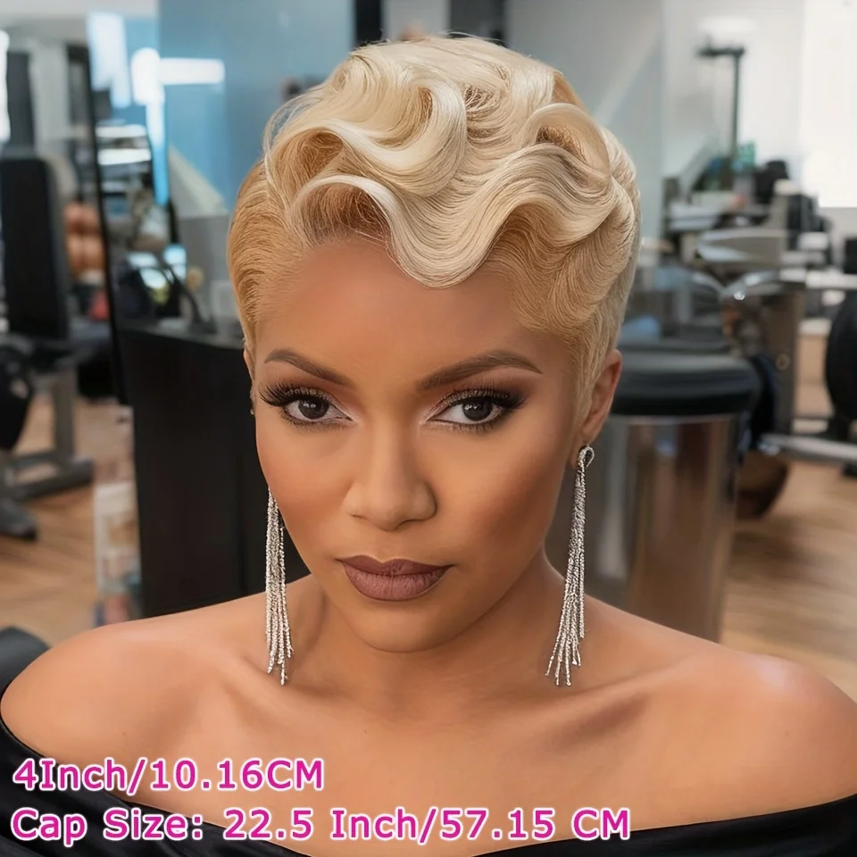 613 باروكة من شعر طبيعي مجعد شيك عابث قطع شعر مستعار قصير بوب غريب شعر بشري مجعد شعر مستعار آلة كاملة للنساء غطاء شبكي وردي #5