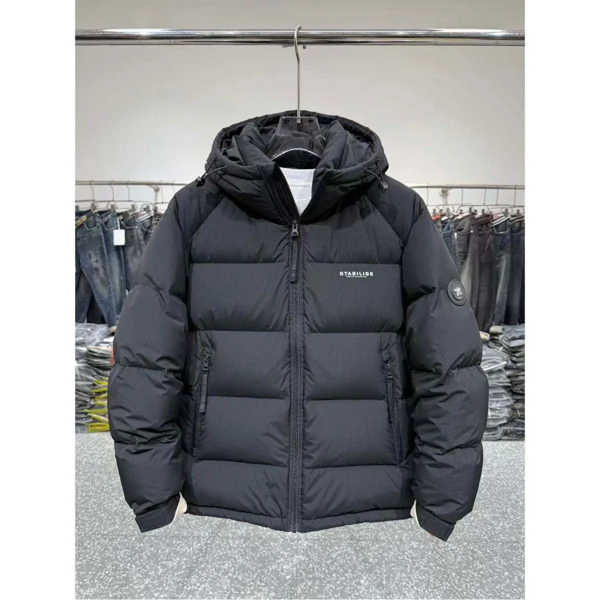 

Men's Casual Hooded down Jaet Winter Warm Polyester Fabric 90% Du down Filling Anti-Hot Trendy Brand Clothing Top