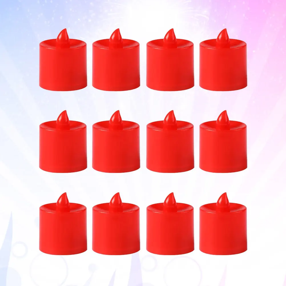 24Pcs LED Electronic Wax Candles Eco Friendly Flameless Romantic Lighting for Marriage Proposal Party Decoration Red