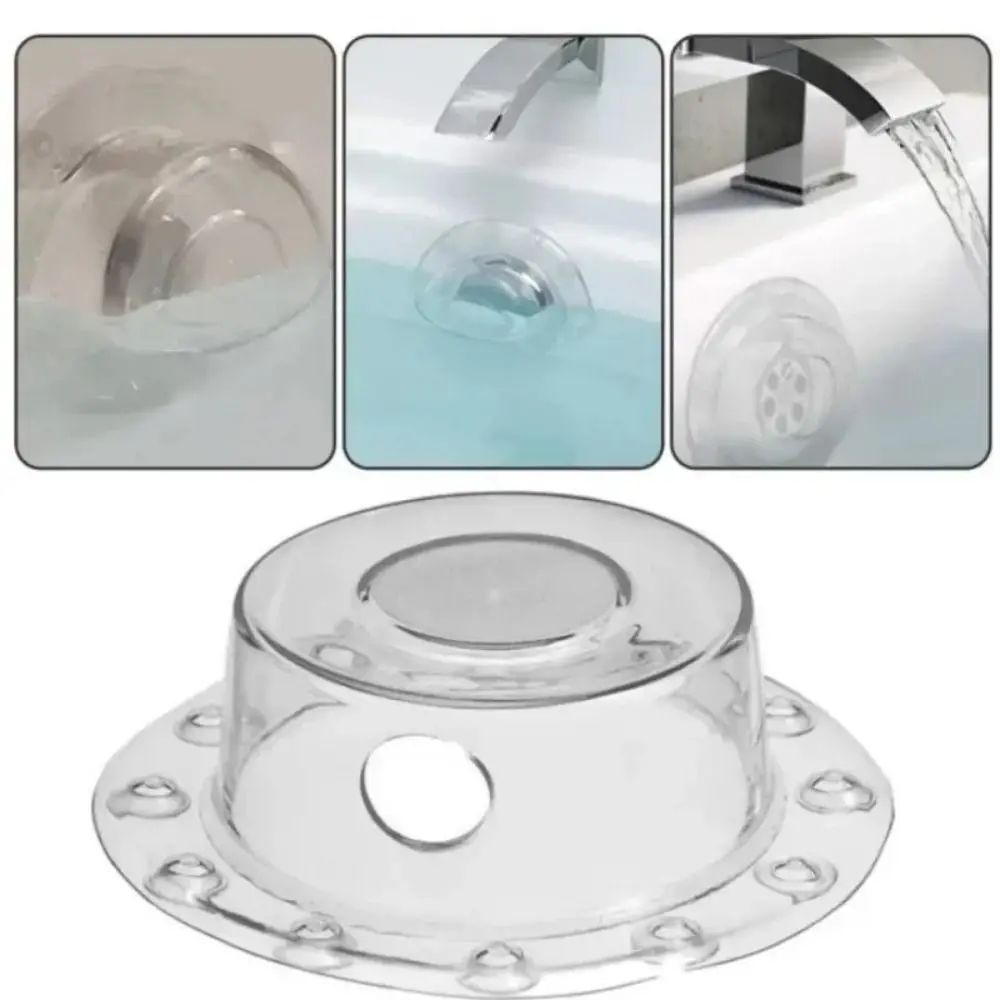 New Transparent PVC Bath Overflow Drain Cover Anti-overflow Water Stop Plug Add Extra Inches Water Drainage Cap Tub Warmer
