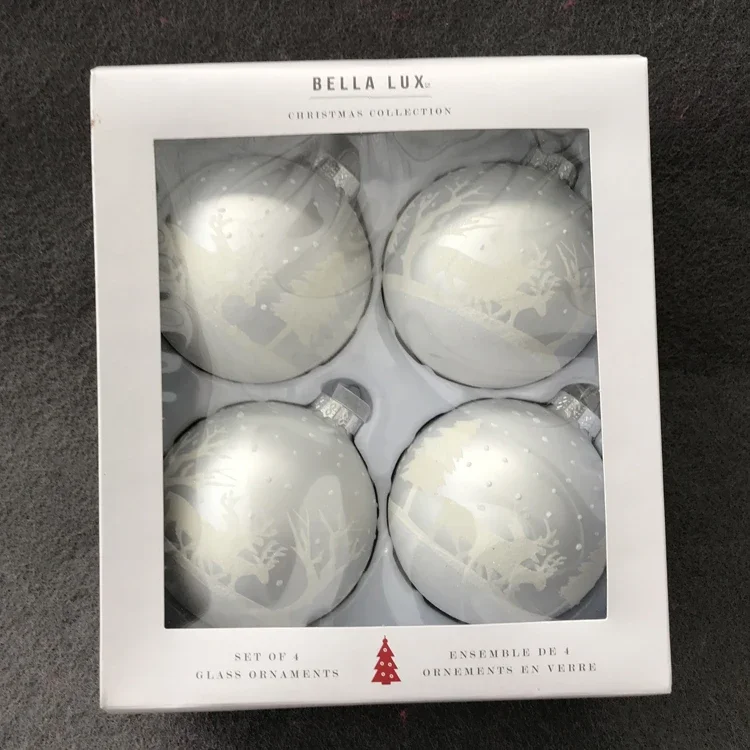 

Christmas decoration glass creative ornaments shopping mall window gift export 10cm deer ball 4 gift boxes