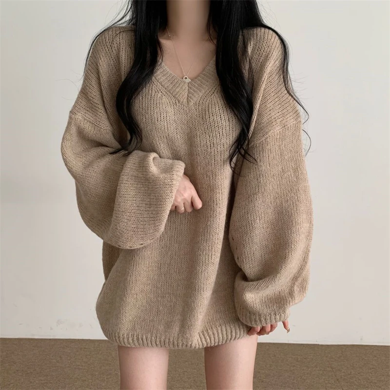 Women\'s Pink Pullover Sweater Harajuku Korean Y2k Long Sleeves Oversize Jumper Knit Sweaters Vintage 2000s Clothes Autumn 2024