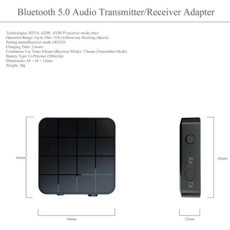 2-In-1 الموسيقى الصوت جهاز الإرسال والاستقبال ل بلوتوث 5.0 محول لاسلكي استقبال الارسال مع RCA 3.5 مللي متر كابل الطاقة ل سيارة PC