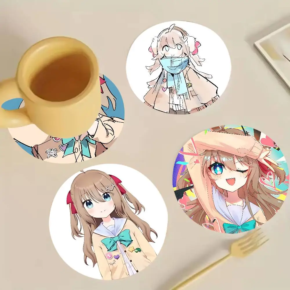V-Vtuber Evil Neuro Sama Round Wooden Coaster Decorative Coffee Cup for Use in Coffee Shops Bars