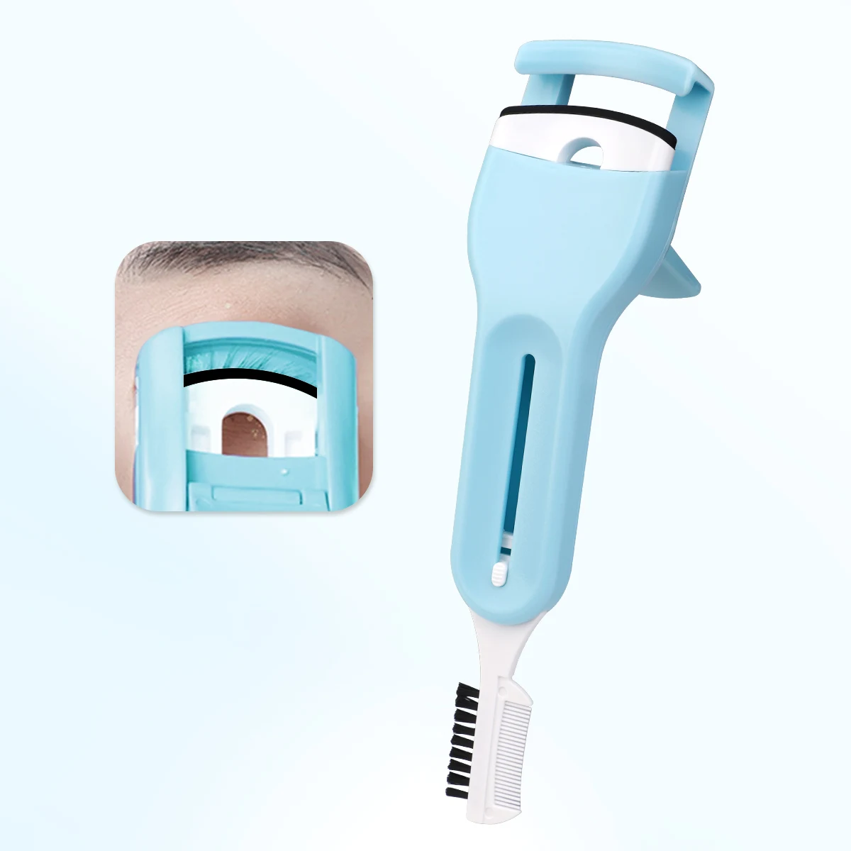 1 Stück Randloser Weitwinkel-Wimpernformer, Wimpernzange mit Push-Pull-Kamm und praktischer Doppelkopf-Wimpernzange