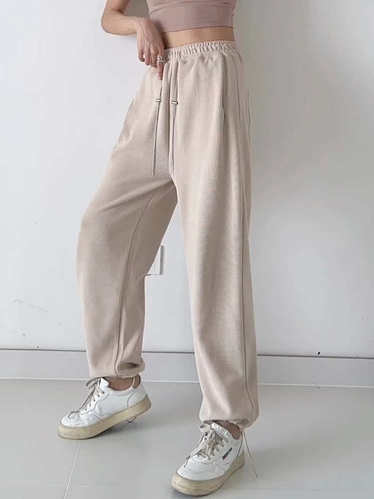 Tangada 2024 Women Spring Pants Cargo Strethy Waist Pants Trousers Joggers Female Sweatpants 2B009