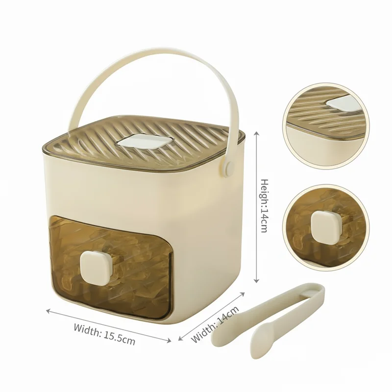 علبة مكعبات الثلج كتلة صندوق تخزين الثلج بنقرة واحدة درج demolding طبقة مزدوجة 48 شبكة نزهة حفلة منصة مشروبات شاي فواكه مصنوع يدويًا #5