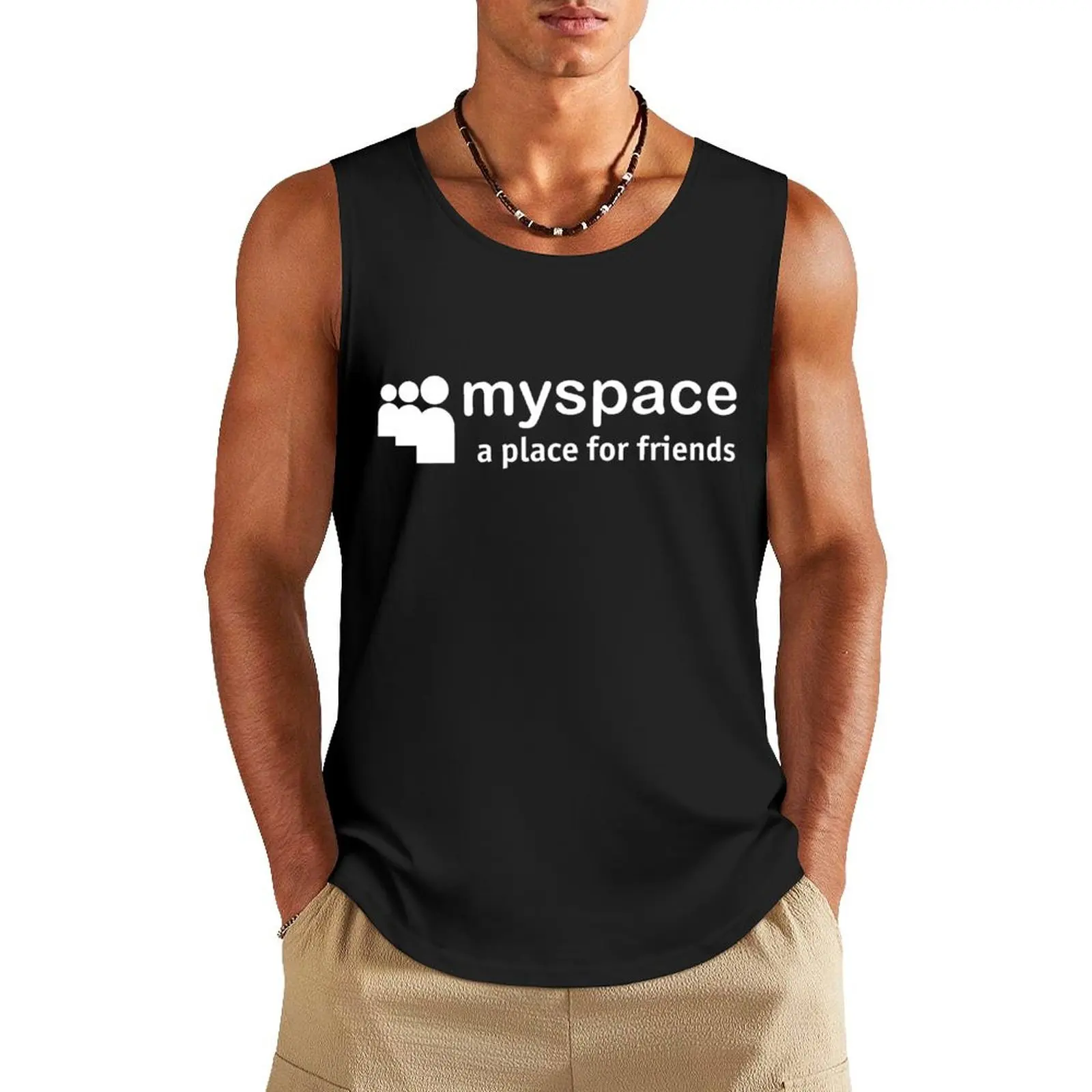 Myspace Logo black Tank Top vests for men anime t-shirts sleeveless vests summer clothes man 2024