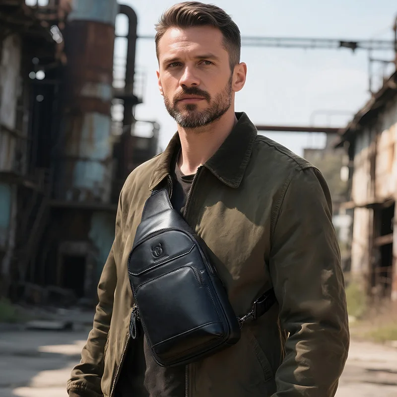 

Мужская нагрудная сумка через плечо из воловьей кожи с головным слоем, мужская дорожная нагрудная сумка большой емкости с USB-фаблетом для хранения