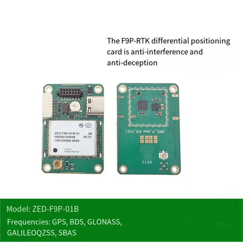 New-F9P-01B GNSS Board RTK Module For GPS BDS GLONASS GALILEO QZSS SBAS Differential Positioning At Centimeter Level
