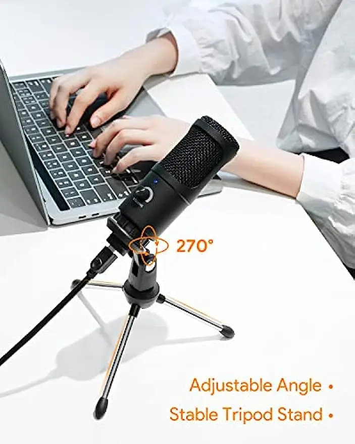 Metal Condenser Recording Microphone for Laptop MAC or Windows Cardioid Studio Recording Vocals, Voice Overs,Streaming Broadcast