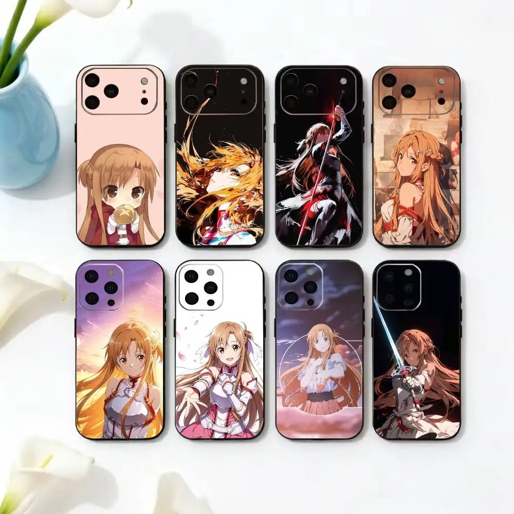

Sword Art Online Asuna Yuuki Phone Case For iPhone 17,16,15,14,13,12,11 Plus,Pro Max,XS,Soft Silicone Black Cover