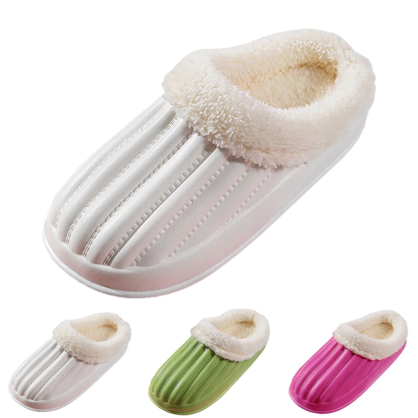 Waterproof Non-Slip Home Slippers Winter Warm Home Women Indoor Cotton Non-slips Ladies Soft Slippers Memory Foam Couples Shoes