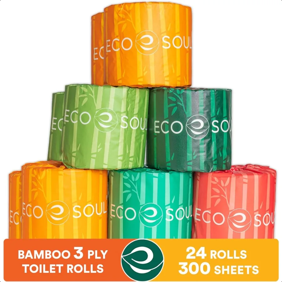 

Bamboo Toilet Paper 24 Mega Rolls 3 Ply 300 Sheets per Roll EcoFriendly Septic Safe Organic Bath Tissues Sustainable Toilet Pap