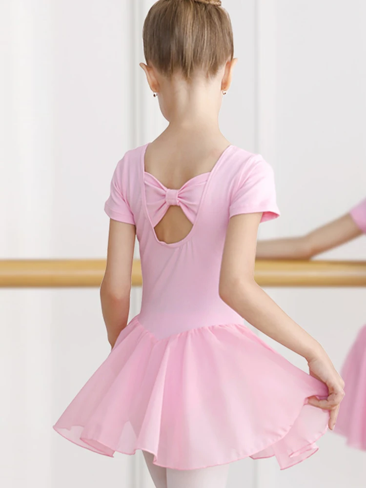 Girls Ballet Leotards Gymnastics Leotards Dance Dress Kids Children Short Sleeve Dance Leotards Cotton Ballerina Costumes