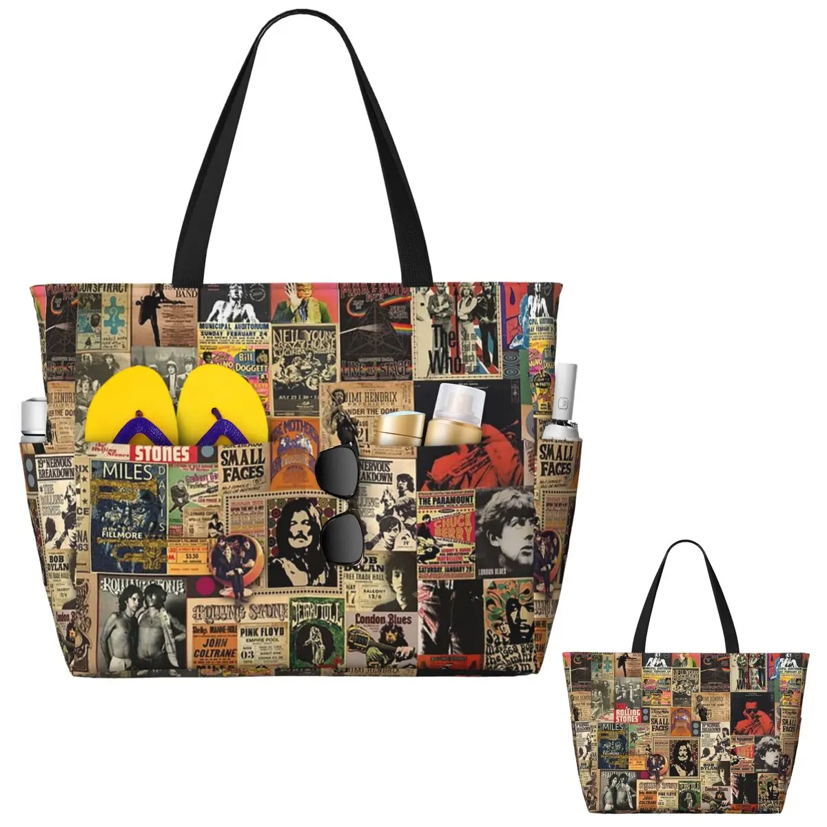 

Rock N' Roll Stories Пляжная большая сумка Спортивная сумка для занятий йогой в тренажерном зале Большая большая сумка Женская дорожная сумка Сумка для фитнеса