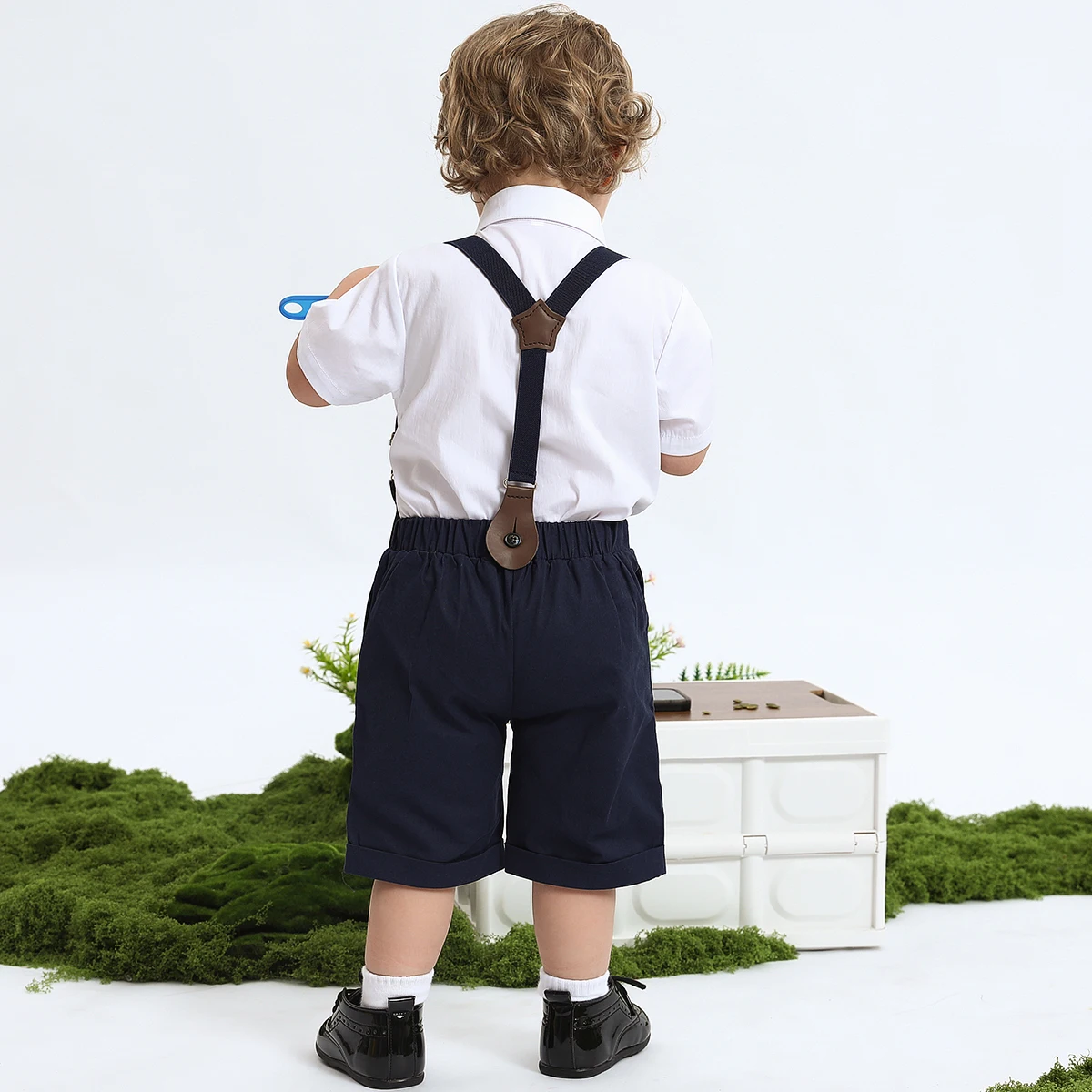 Baby Boy Wedding Outfit Newborn Baptism Suit Infant Formal Dress Clothing Set Toddler Christening Short Sleeve Summer Cltothes