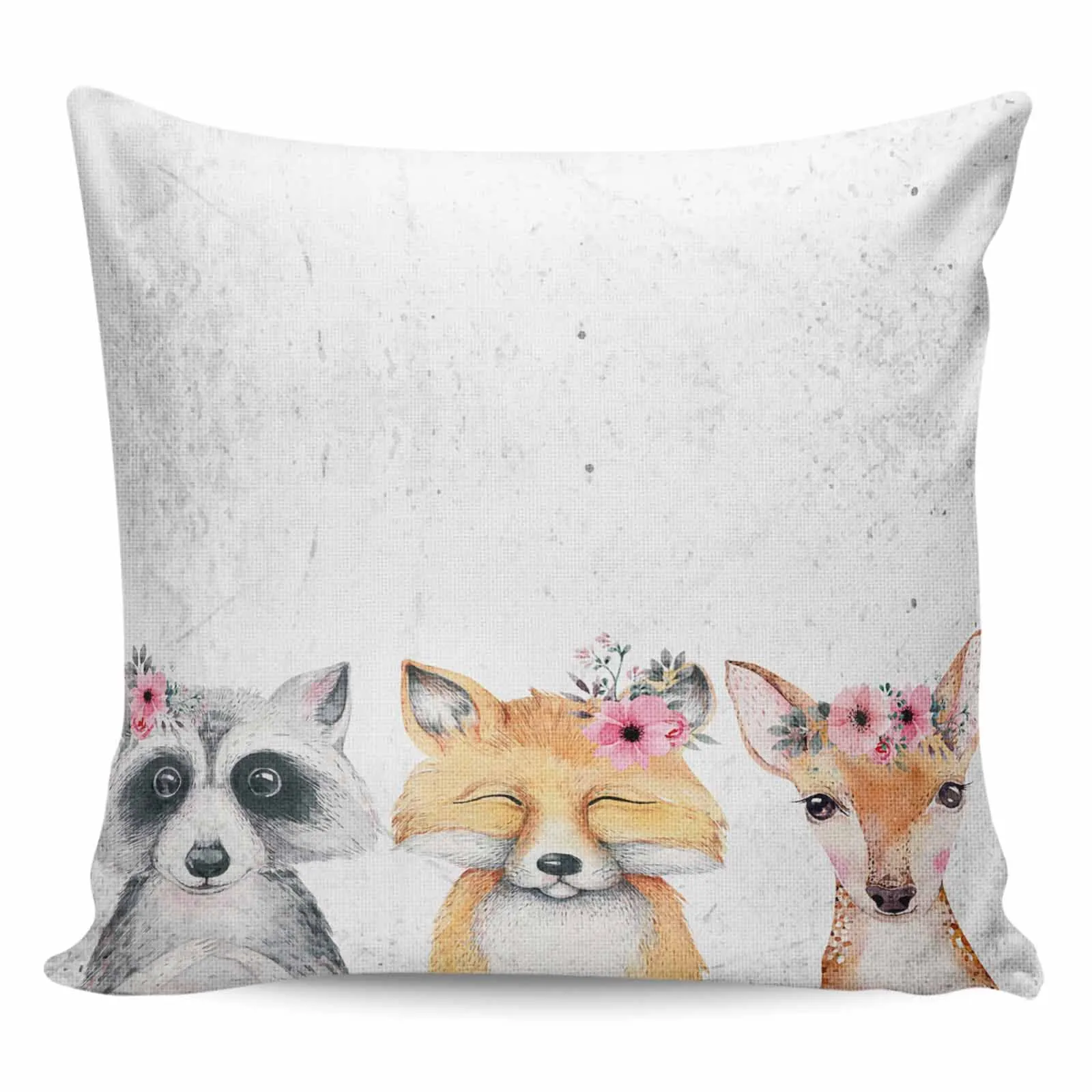 

2/4PCS Waterproof Pillow Cover Cute Animals Raccoon Fox Owl Square Throw Pillowcase Home Decoration Sofa Cushion Cover