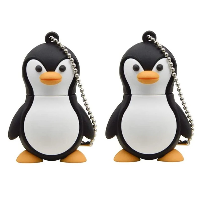 Novelty Cute Baby Penguin USB 2.0 Flash Drive Data Memory Stick Device - Black And White, 2 PCS