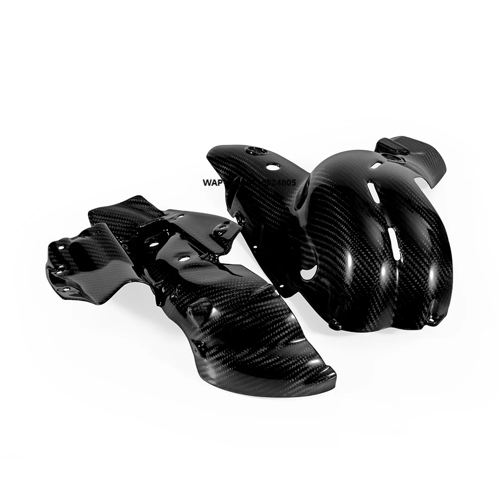 

Motorcycle 100% Full Carbon Fiber Exhaust Cover Heat Shield Fairing for Panigale V4 Glassy Black