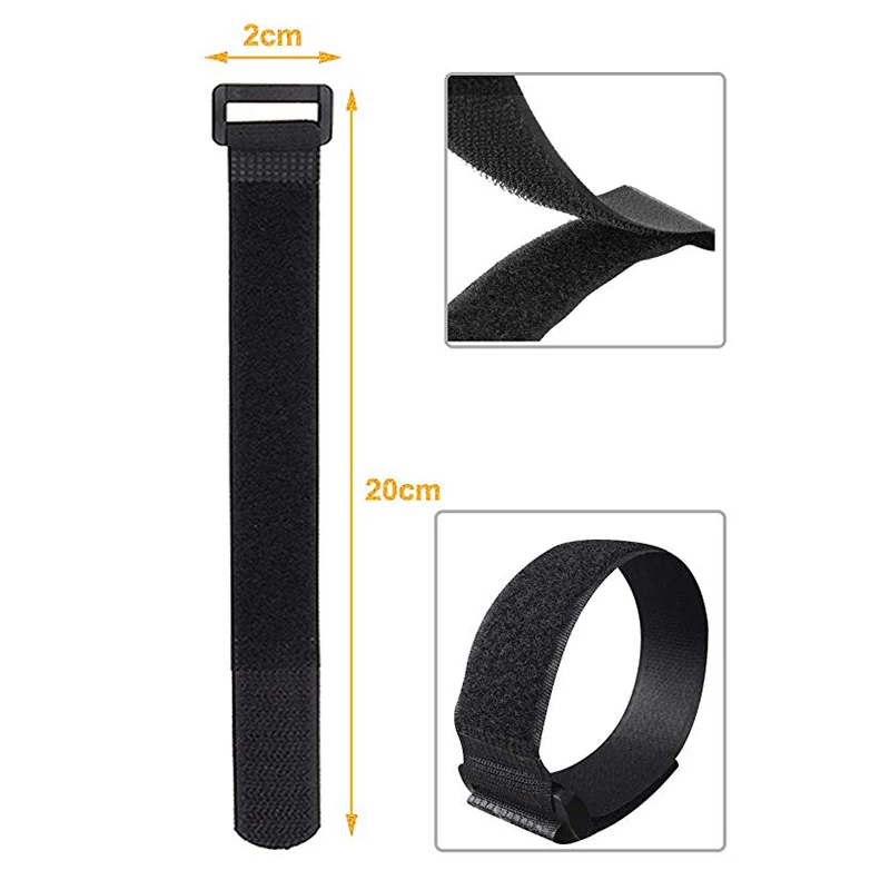 10 Pcs/lot 2cm * 20cm Nylon Reverse Buckle Hook Loop Fastener Cable Ties Velcroing Strap Sticky Line Finishing